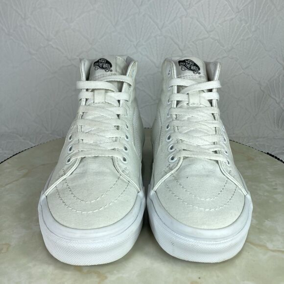 Vans SK8-Hi Sneakers Sz 7.5 White Athletic Casual Canvas Lace Up Skate Y2K Shoes - Picture 3 of 12
